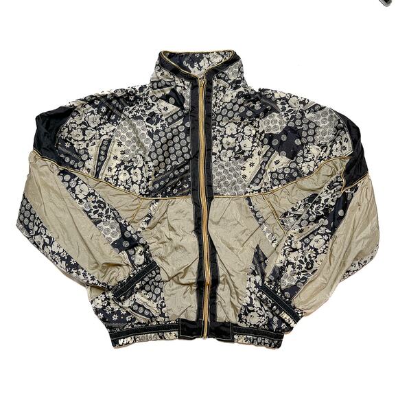 VOS Sports Vintage Patchwork Jacket Windbreaker Paisley Floral Women's L Retro - Picture 1 of 10